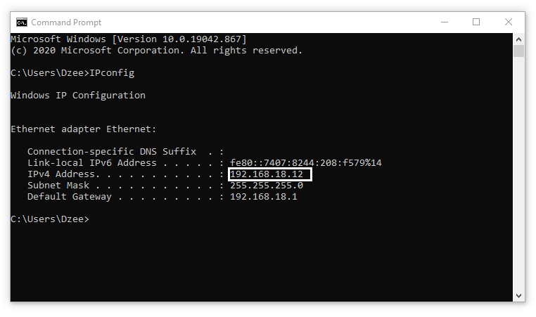 Menu IP Address Router