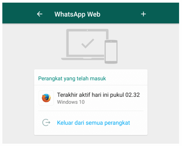 Contoh Logout WhatsApp Web