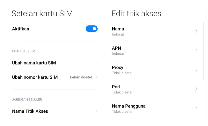 Pengaturan Internet Indosat di HP