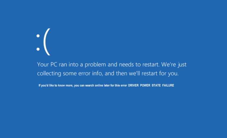 laptop driver power state failure laptop driver power state failure