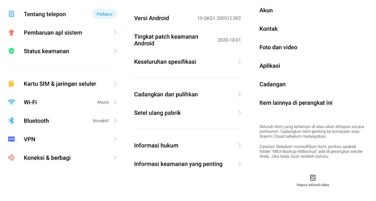 Contoh Reset Android