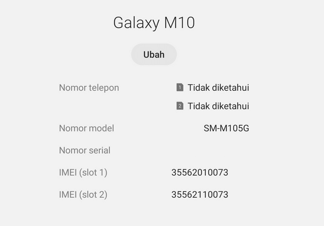 Contoh Tipe Samsung di Pengaturan