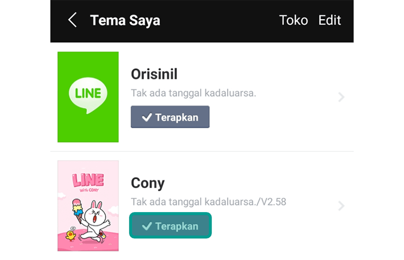 Contoh Terapkan Tema Baru Line