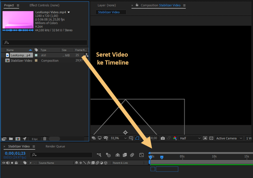 Geser Video ke Timeline