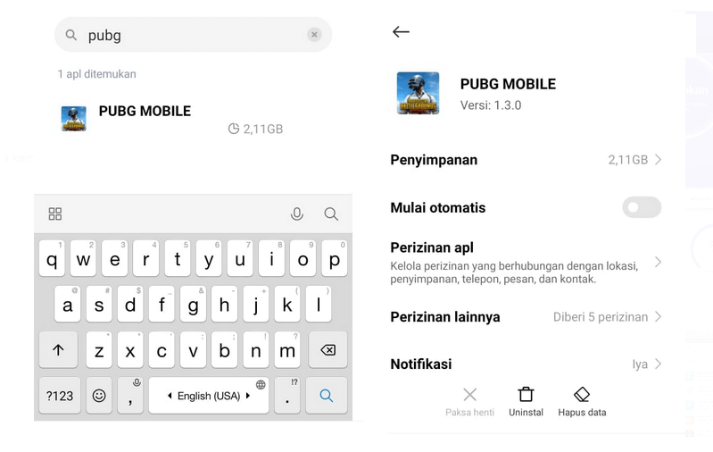 Hapus Data di PUBGM