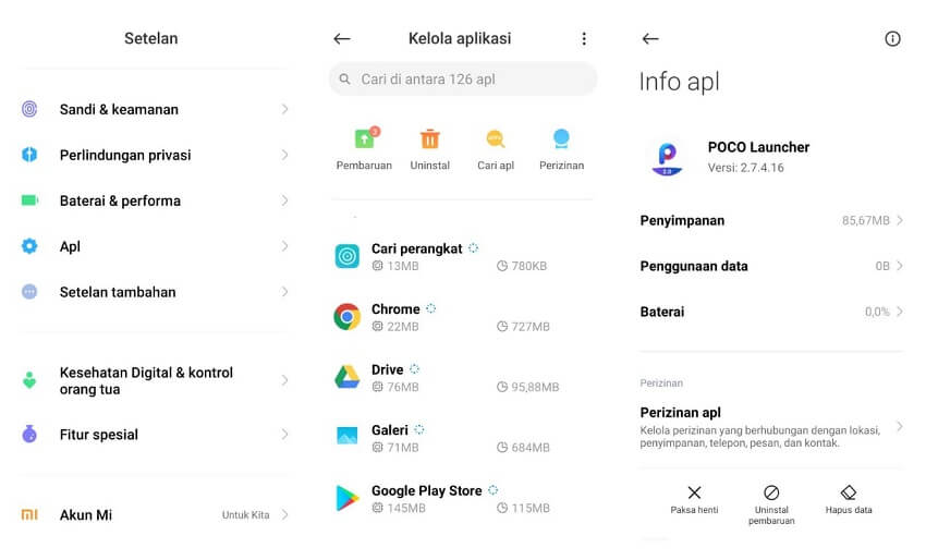 Hapus Data Cache di Launcher