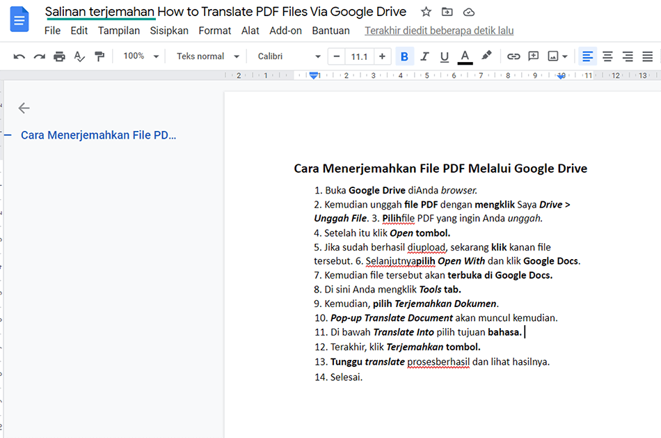 Contoh Hasil Translate File PDF Google Drive