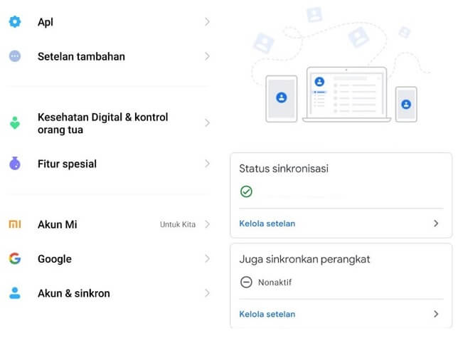 Menghentikan Sinkronisasi Akun