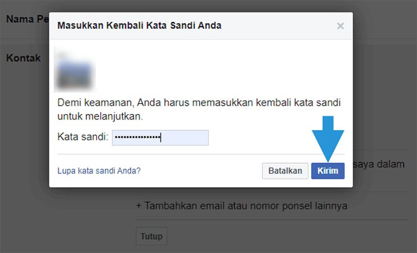 Isi Kata Sandi Akun Facebook
