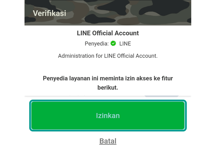 Opsi Izinkan Verifikasi Line