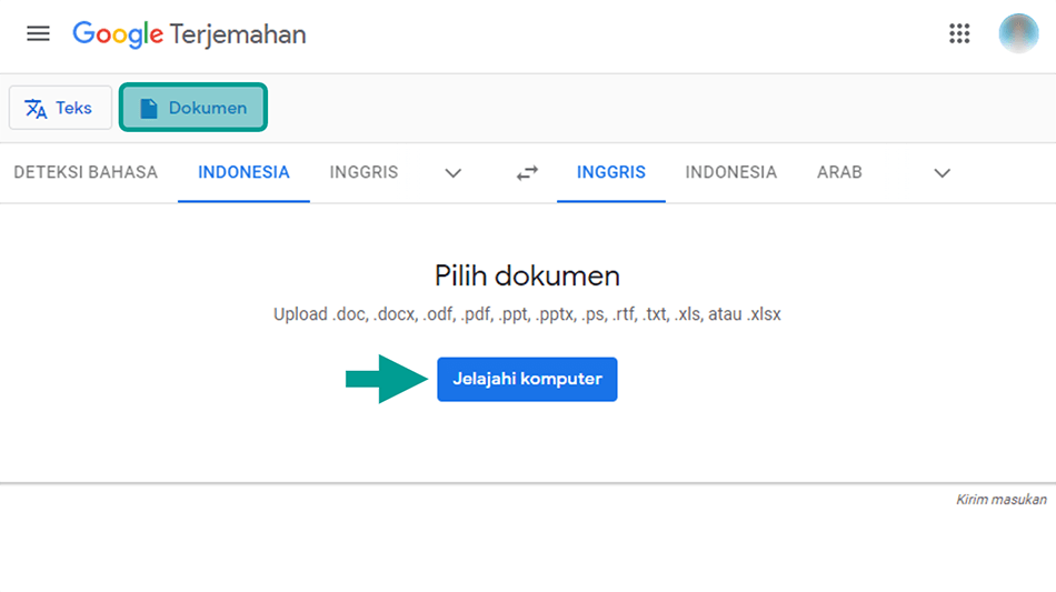 Browse PDF di Google Translate