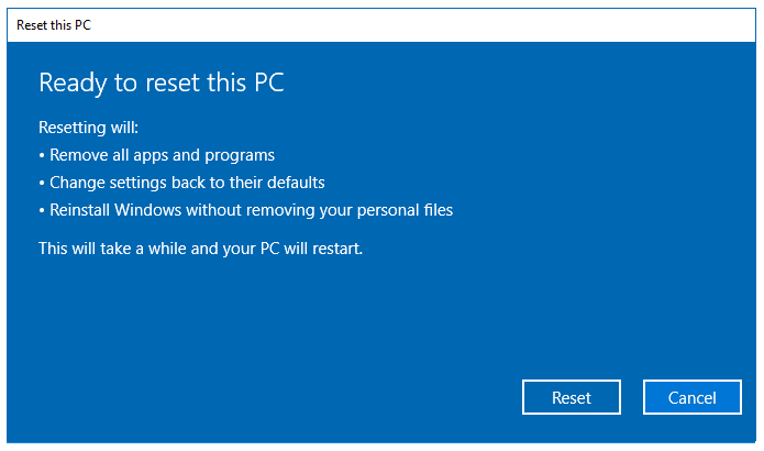 Mulai Proses Reset Windows