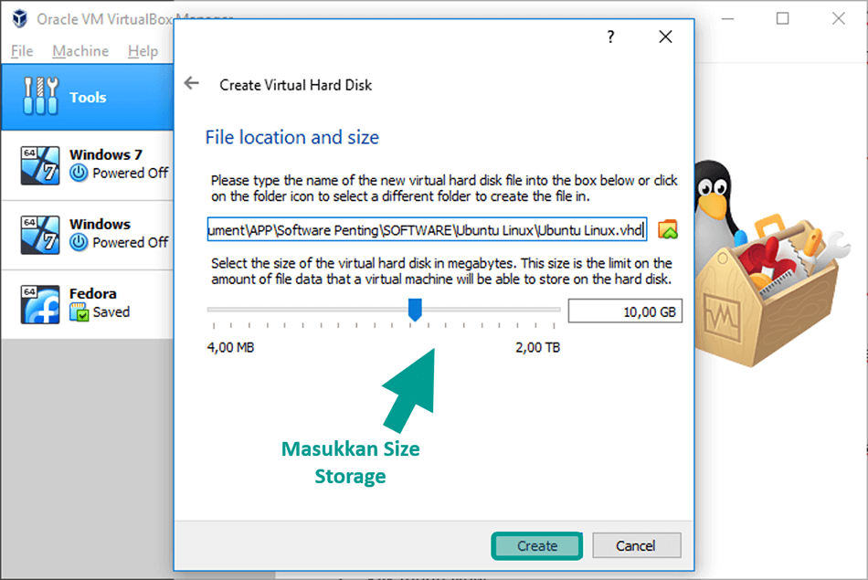 Atur Jumlah Size Storage