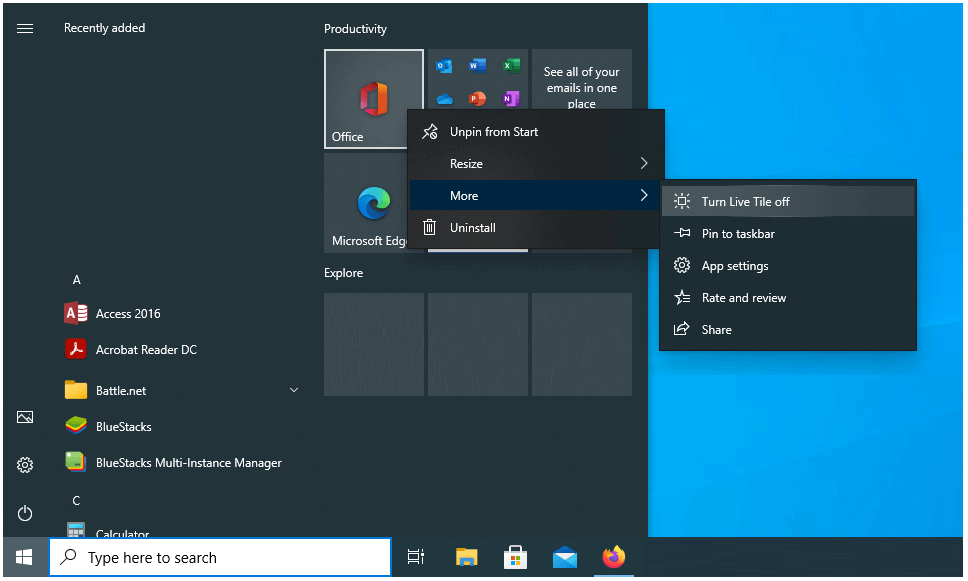 Mematikan Notifikasi Start Menu