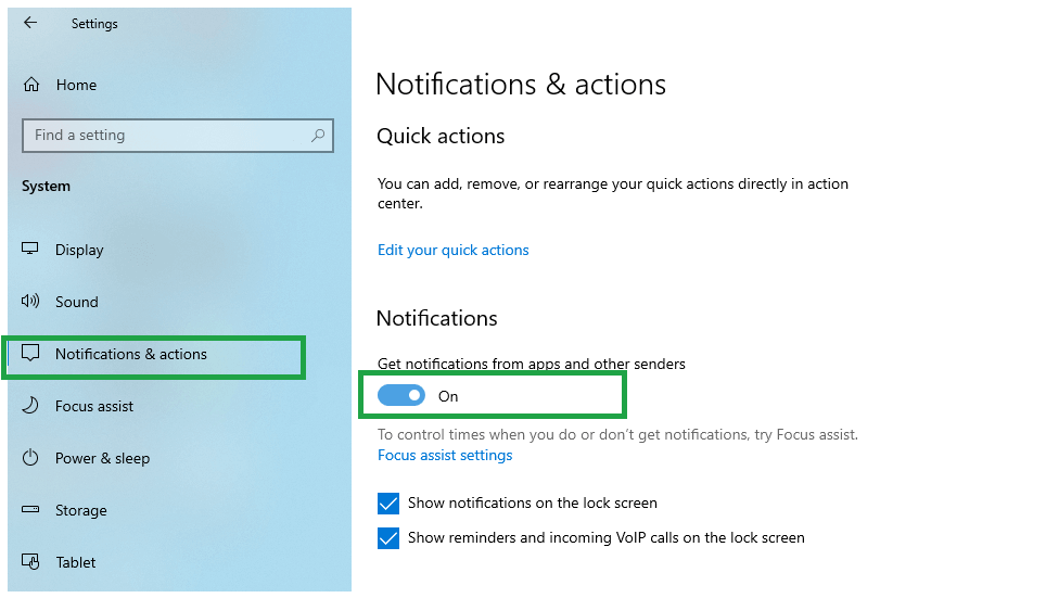 Nonaktifkan Semua Notifikasi Windows 10