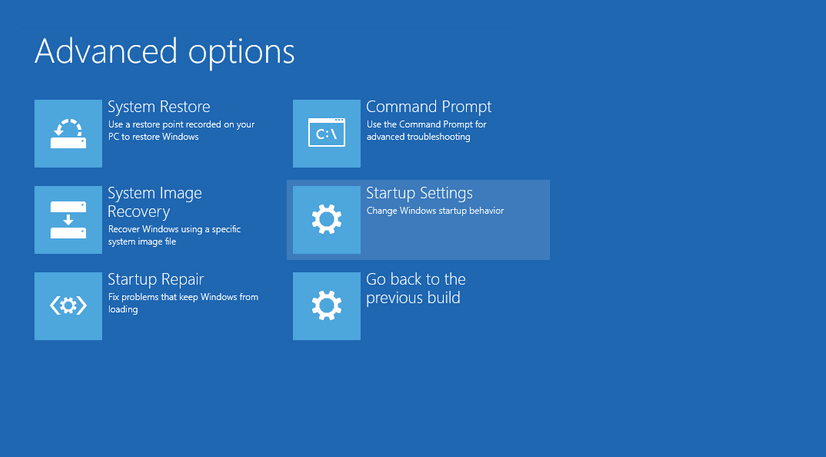 Opsi Startup Settings Windows