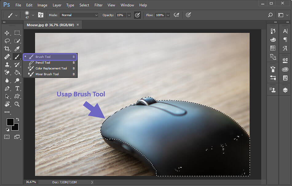 Pilih Brush Tool di Photoshop