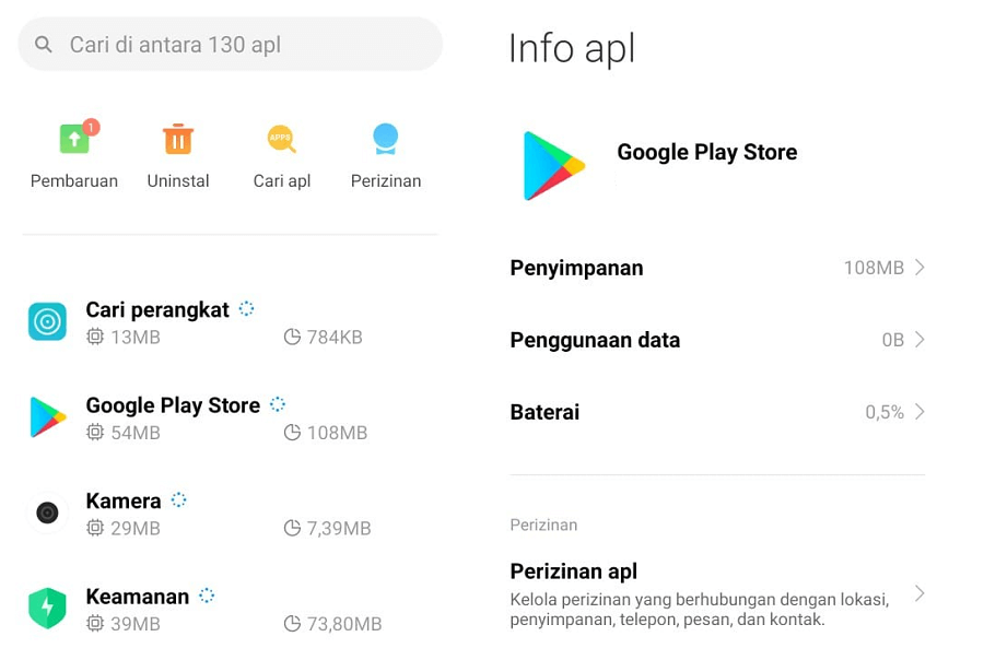 Hapus Cache Google Playstore