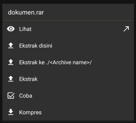 Menu Extract Di sini di ZArchiver