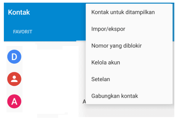 Menu Ekspor Kontak