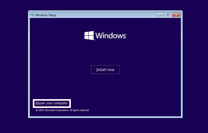 Menu Repair Windows di Instalasi