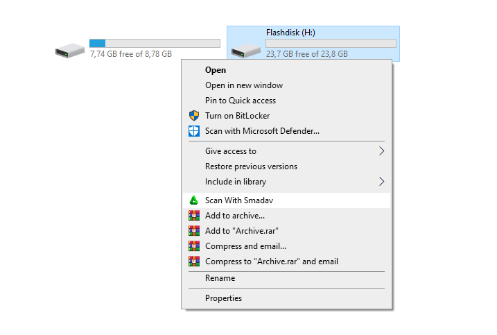 Menu Scan With Smadav Drive Flashdisk