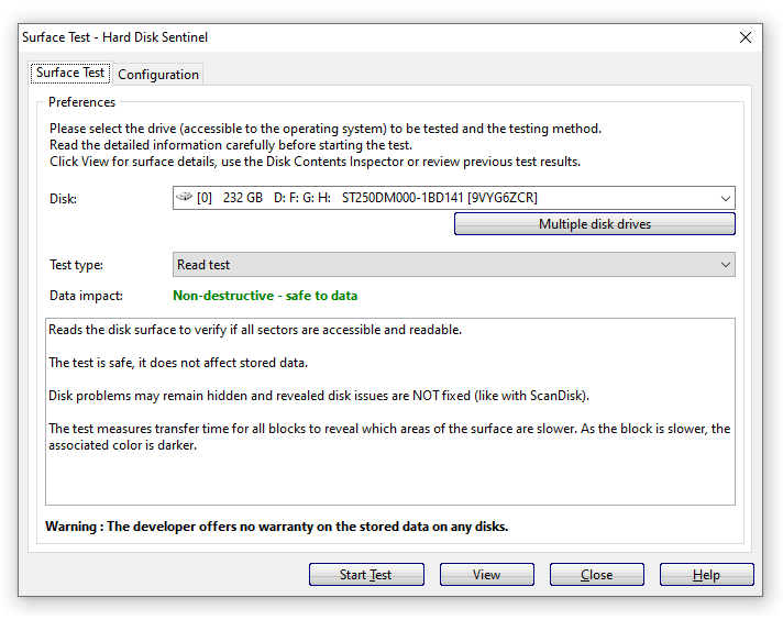 Surface Test Harddisk Sentinel