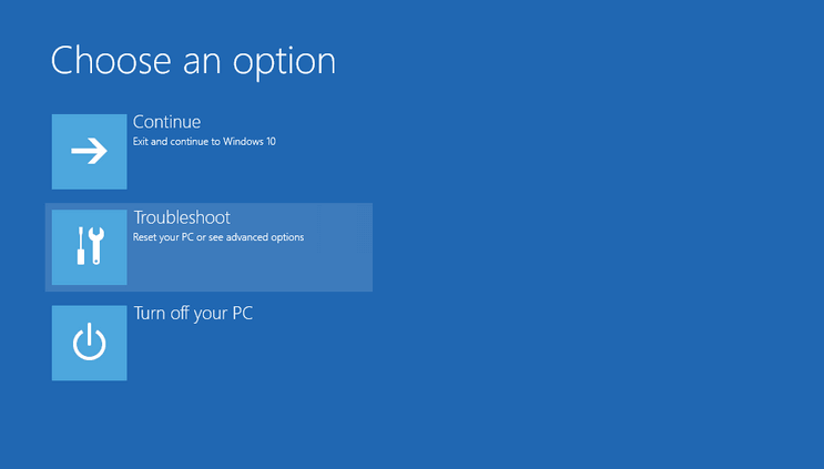 Opsi Troubleshoot Setelah Restart
