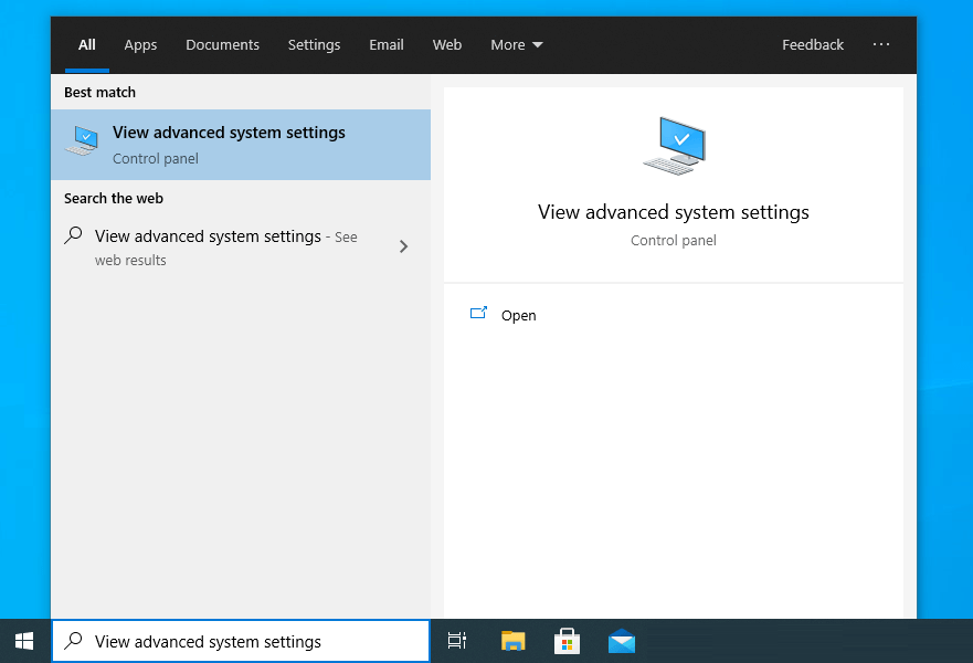 View Advanced System Settings di Windows