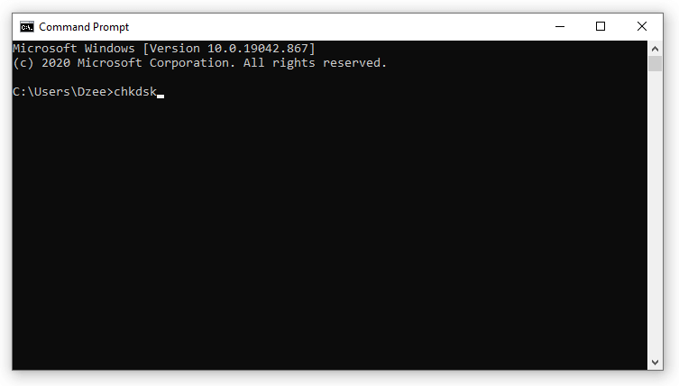 Perintah chkdsk CMD