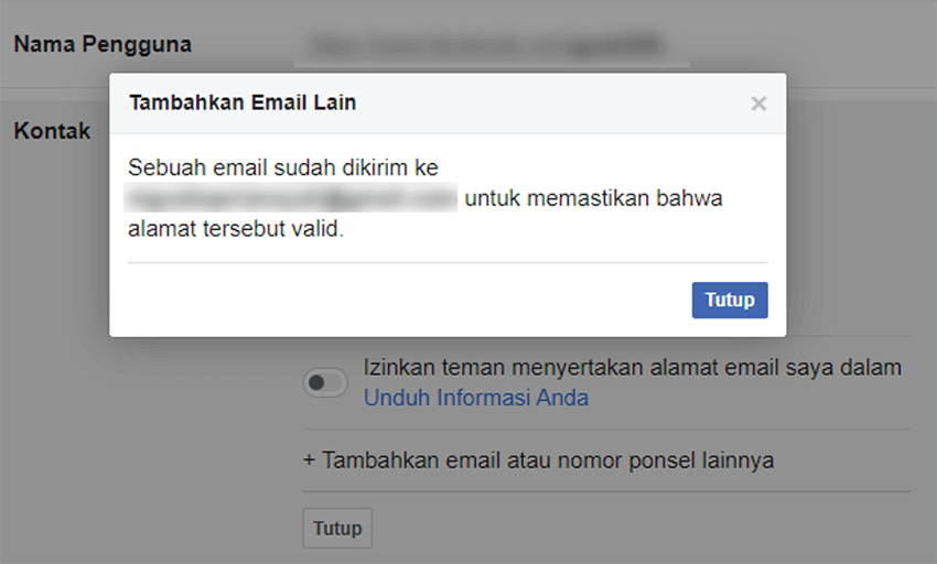 Pesan Permintaan Verifikasi Email