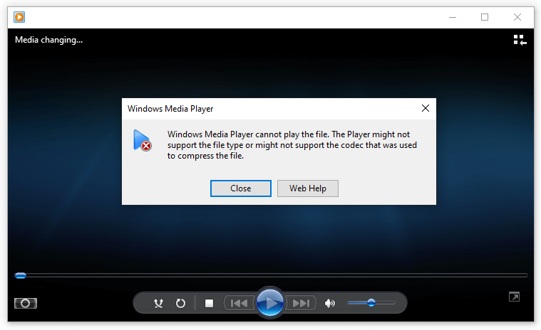 Pesan Cannot Play File di Windows Media Player