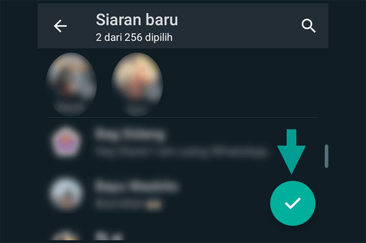 Memilih Kontak WhatsApp yang Diinginkan