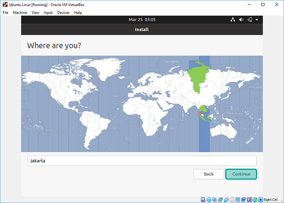 Pilih Lokasi Anda di Ubuntu