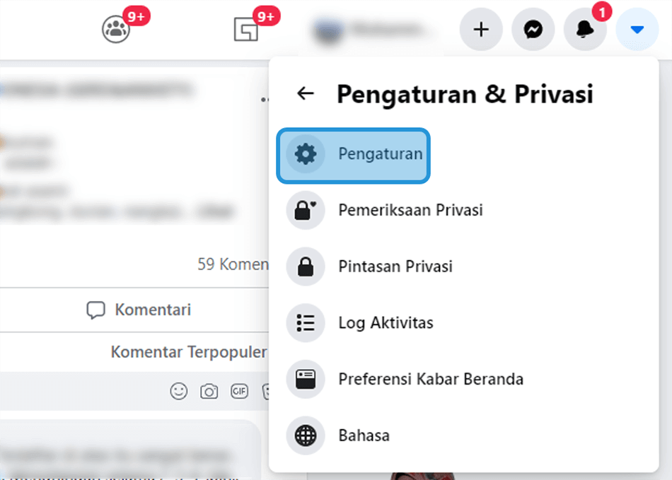 Pilih Menu Pengaturan di FB