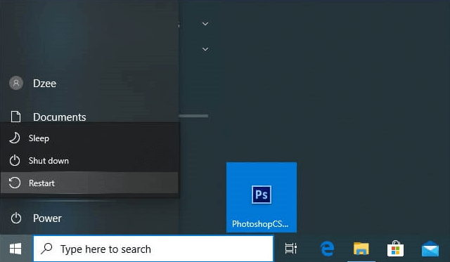 Mulai Shift Restart Windows