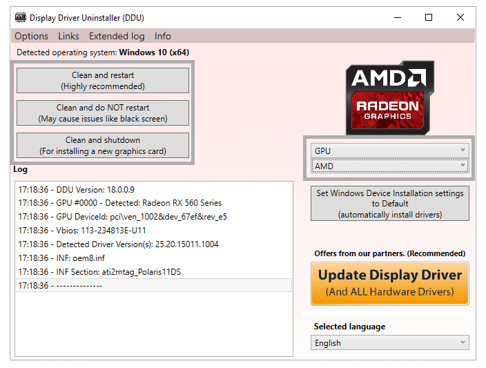 Tampilan Uninstaller Aplikasi DDU