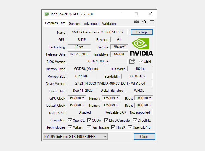 Informasi VGA GPU Z