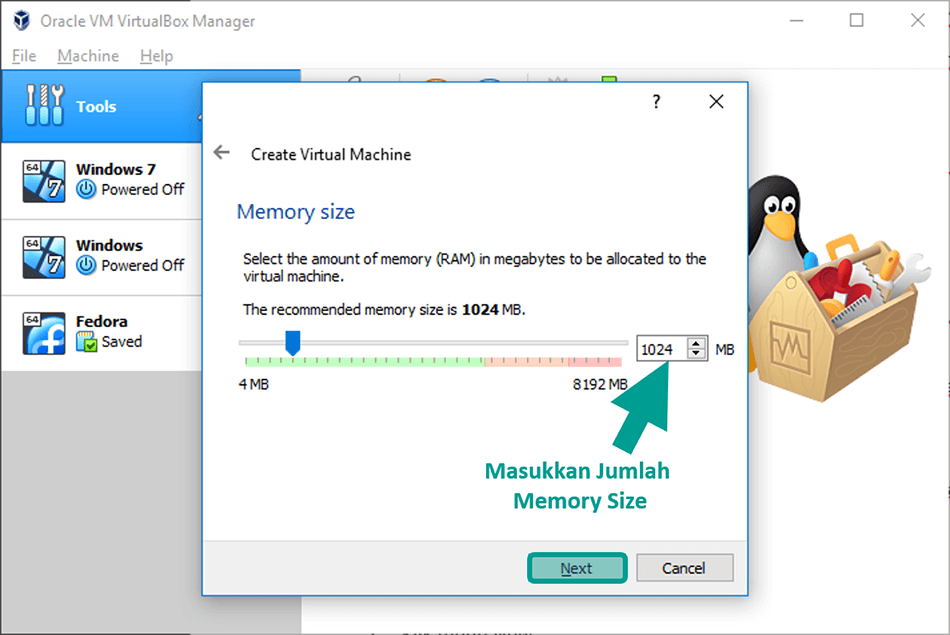 Tentukan Pengaturan Memory Size