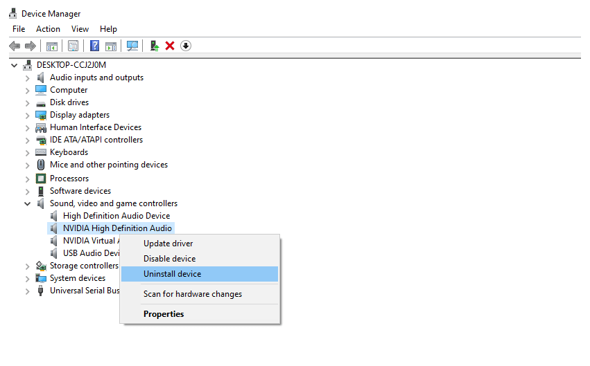 Uninstall Audio Device Manager