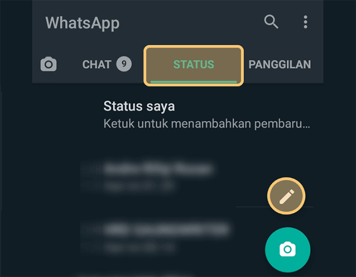 Atur Teks Status di WhatsApp
