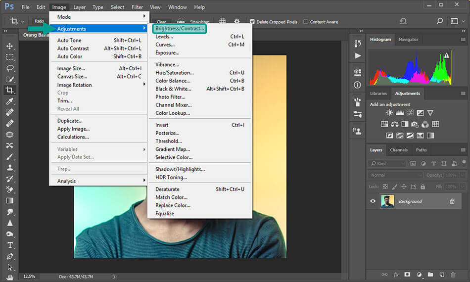 Menu Brightness Contrast di Photoshop