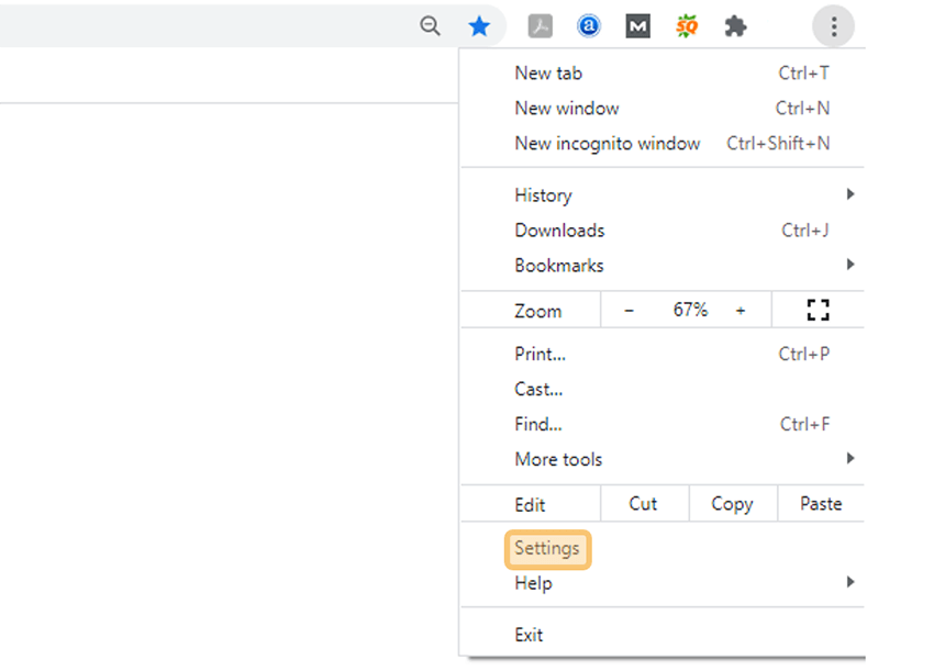 Menu Settings di Google Chrome