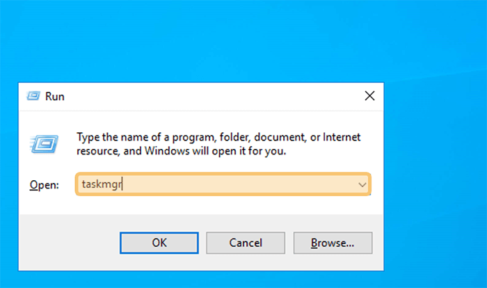 Task Manager di Windows Run