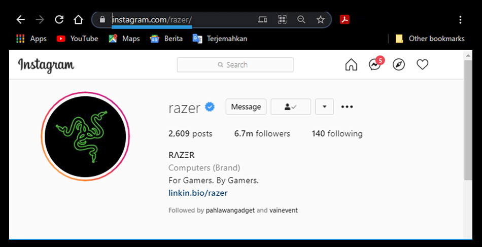 Copy Link Lewat Instagram PC
