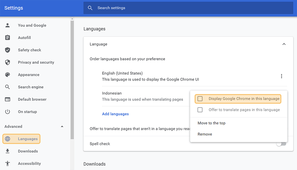 Opsi Display Google Chrome