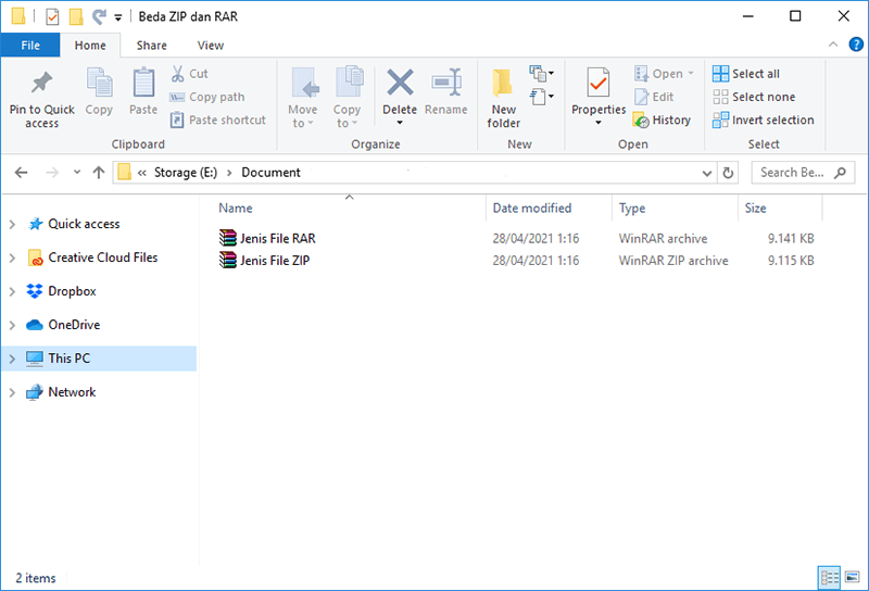 Contoh Format RAR dan ZIP