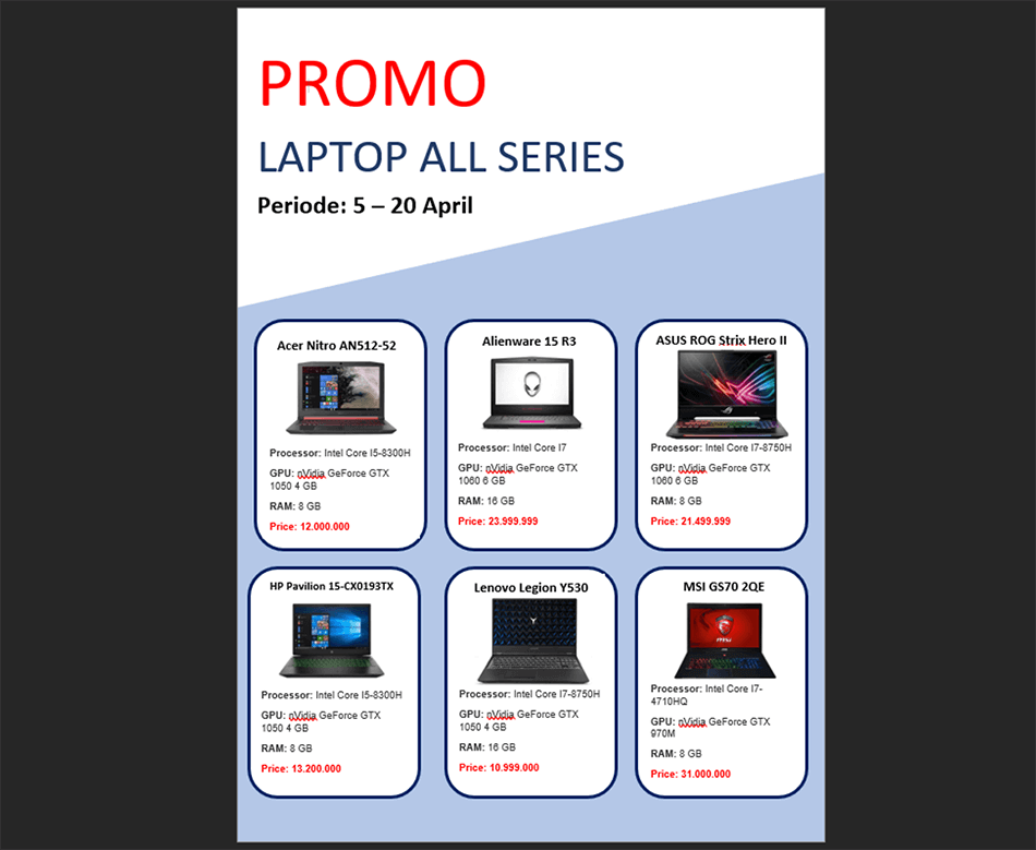 Contoh Hasil Katalog di Word