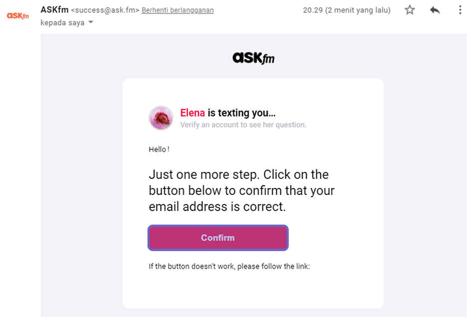 Verifikasi Email Ask FM
