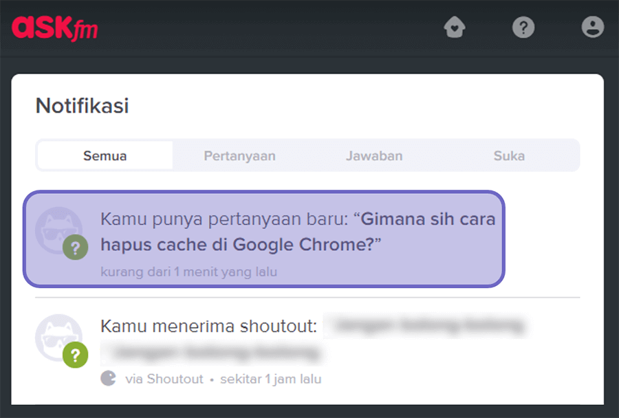 Lihat Hasil Pertanyaan Pengguna Ask FM